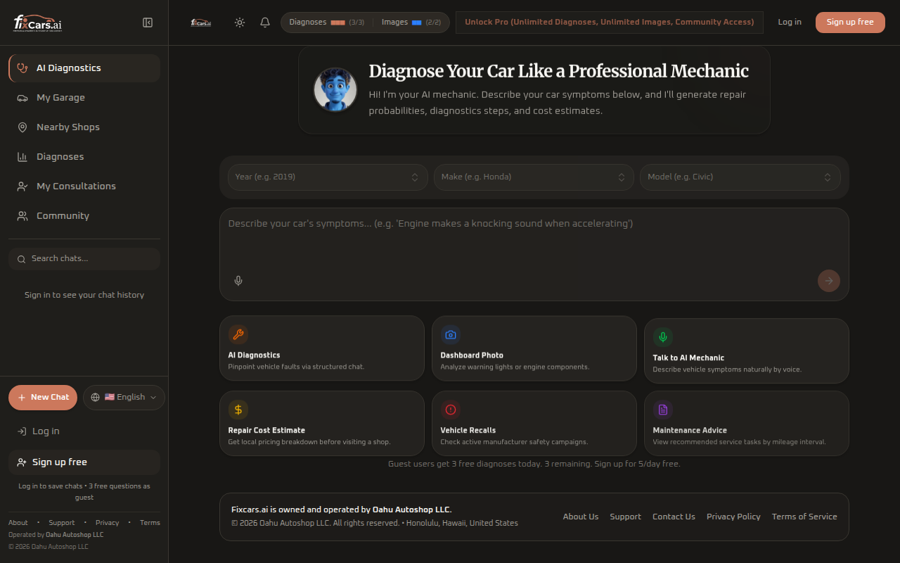 FixCars.ai - AI Car Diagnostic Assistant (Web, iOS & Android)